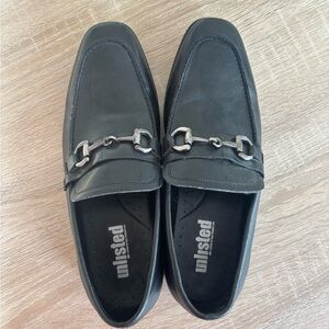 Unlisted Men's Black Slip-On Loafers with Silver Accent